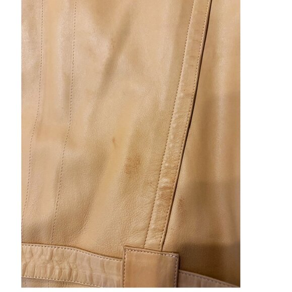 Claude Montana Ideal Cuir 1980s Tan Leather Bomber Jacket US size 10 - Picture 7 of 8